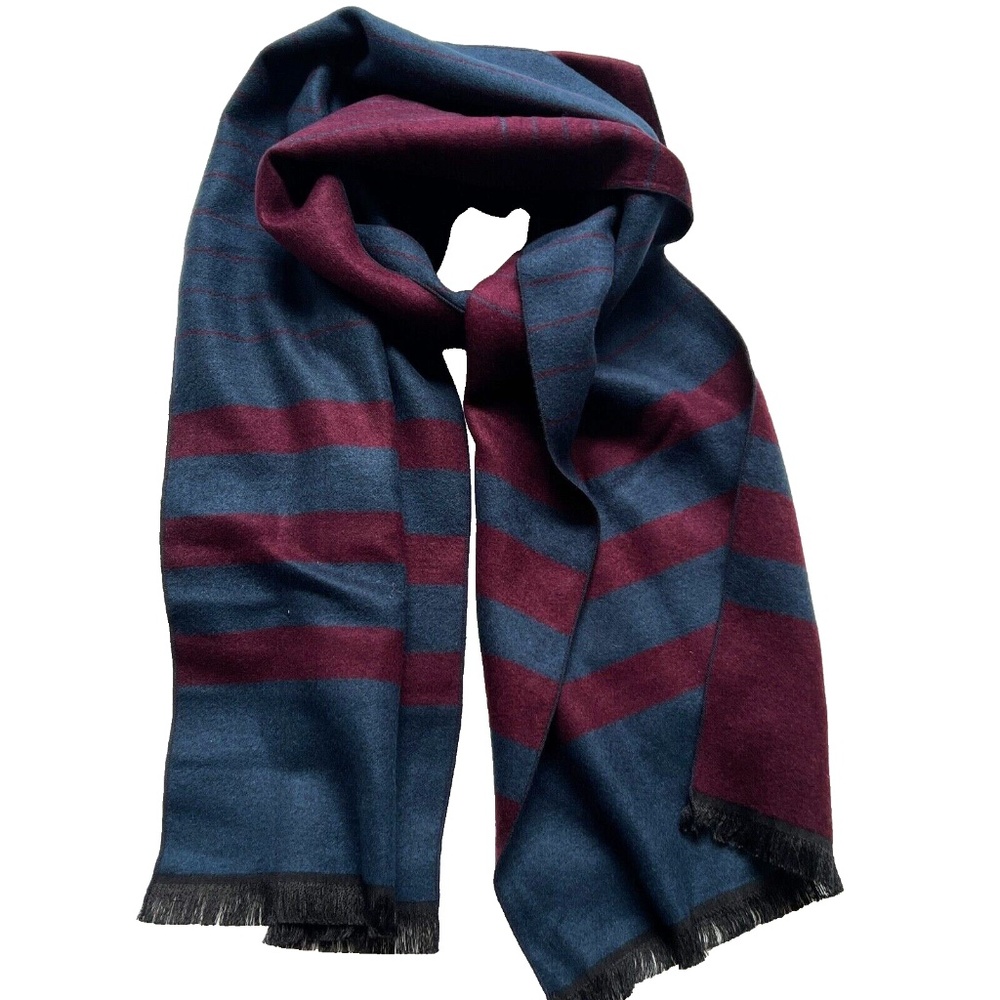 Steel & Jelly Scarf Striped FringeEdge Preppy Classy Formal Soft Warm Reverible